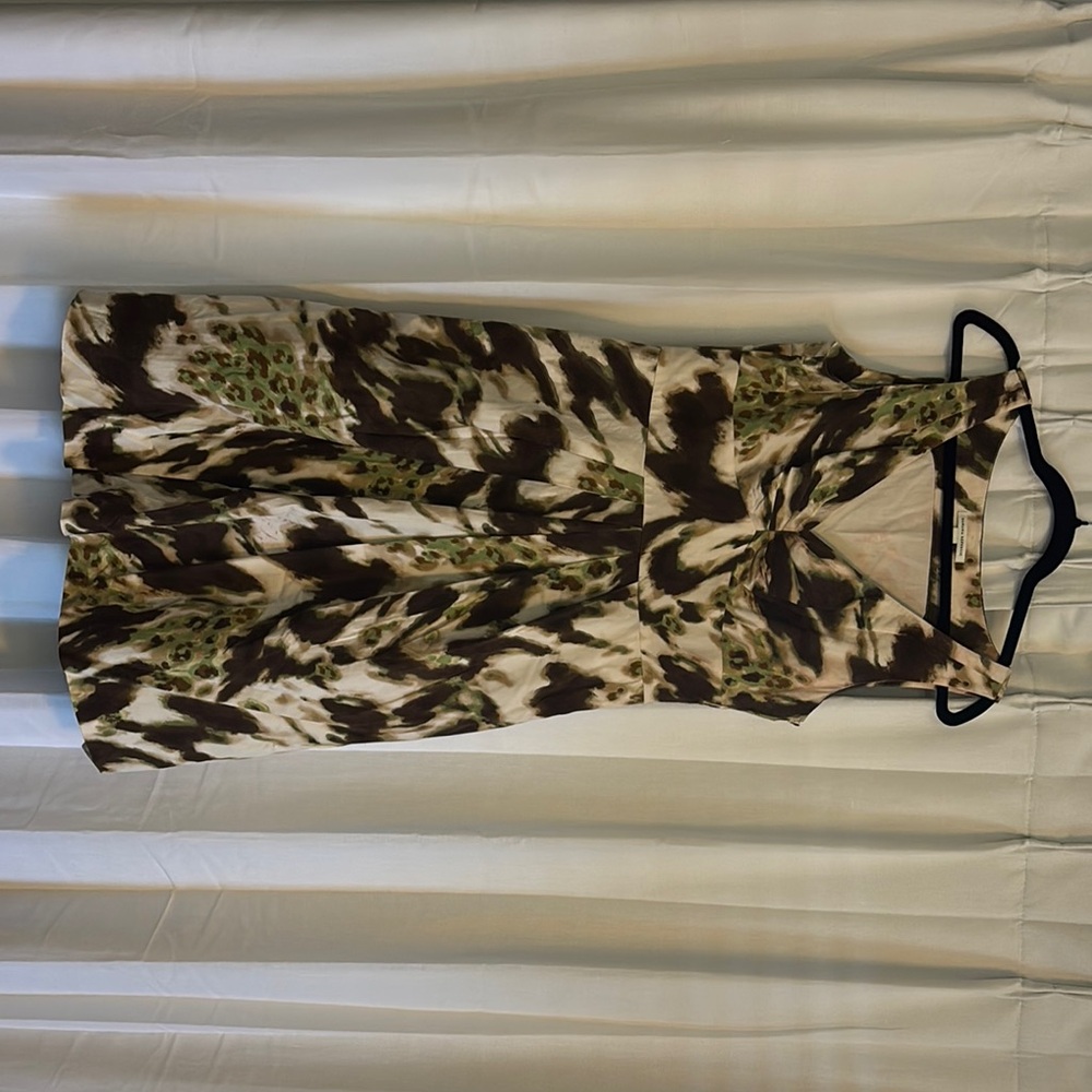 Banana Republic Green and Brown Patterned Midi Dress